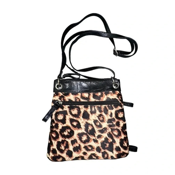 Nicole by Nicole Miller leopard print multi pocket small crossbody bag - Picture 5 of 9